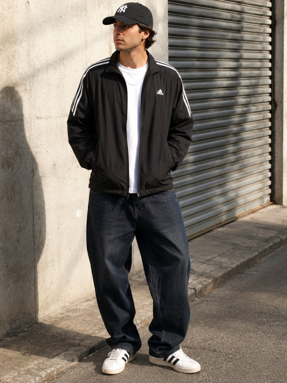 Adidas Men’s XL Black White 3 Stripe Windbreaker Track Jacket 2011 Retro